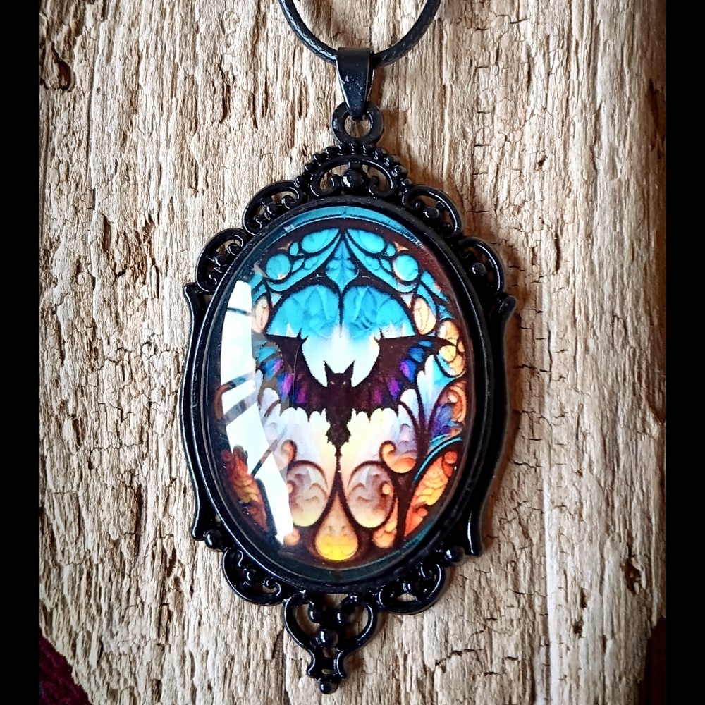🦇🖤 Victorian Halloween Bat Necklace Gothic Goth Punk Spooky Black